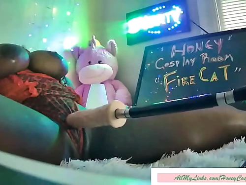 HONEY Costume play ROOM - FIRE CAT --  SexMachine Porks so Great