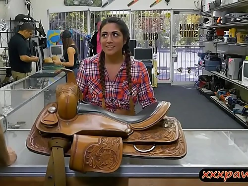 Texas cowgirl ass fucking ravaged by pawn boy in the backroom