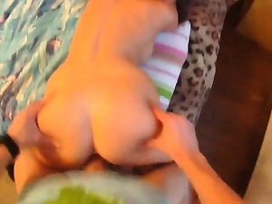 Breasty teenie gets jizm on her tits after Point of view pummel